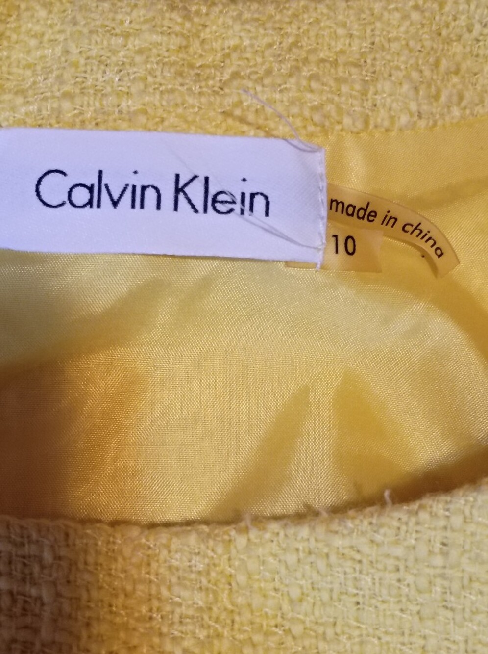 Calvin Klein Bright Yellow Sleeveless Textured Midi Dress - Picture 9 of 10